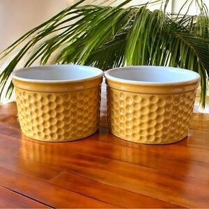 Crate & Barrel Yellow Textured Ceramic Ramekins – Set of 2
